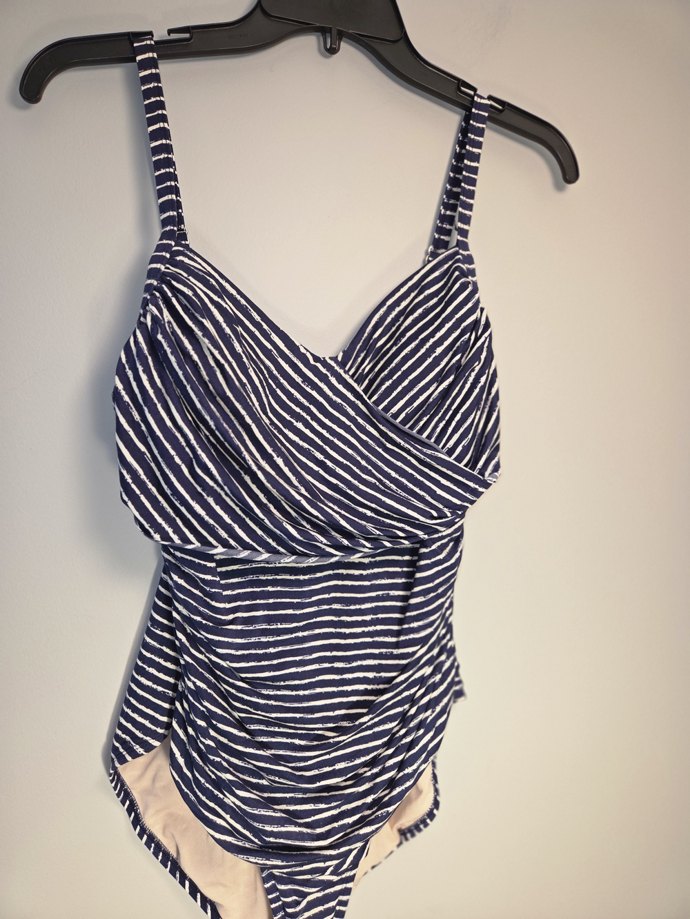 Merona Navy and White Striped One-Piece Swimsuit